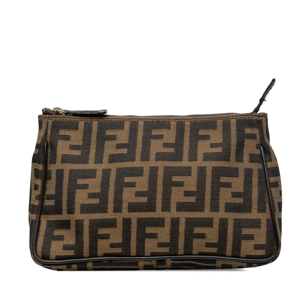 Fendi Zucca Canvas Pouch Brown Very good - Front View