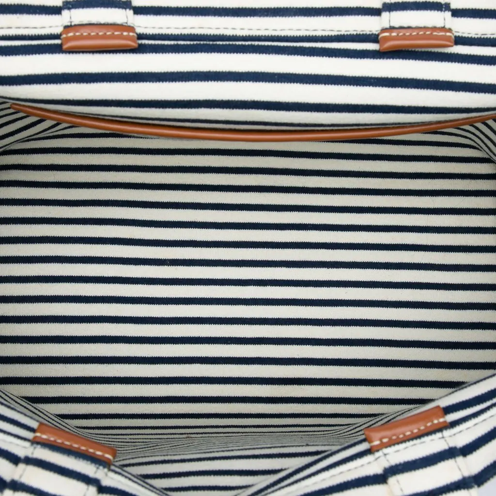 Celine Large Canvas Triomphe Striped Cabas Thais Tote White Canvas Very good - Model View