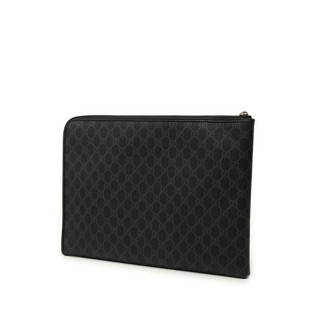 Gucci GG Supreme Interlocking G Clutch Black Canvas Very good - Back View