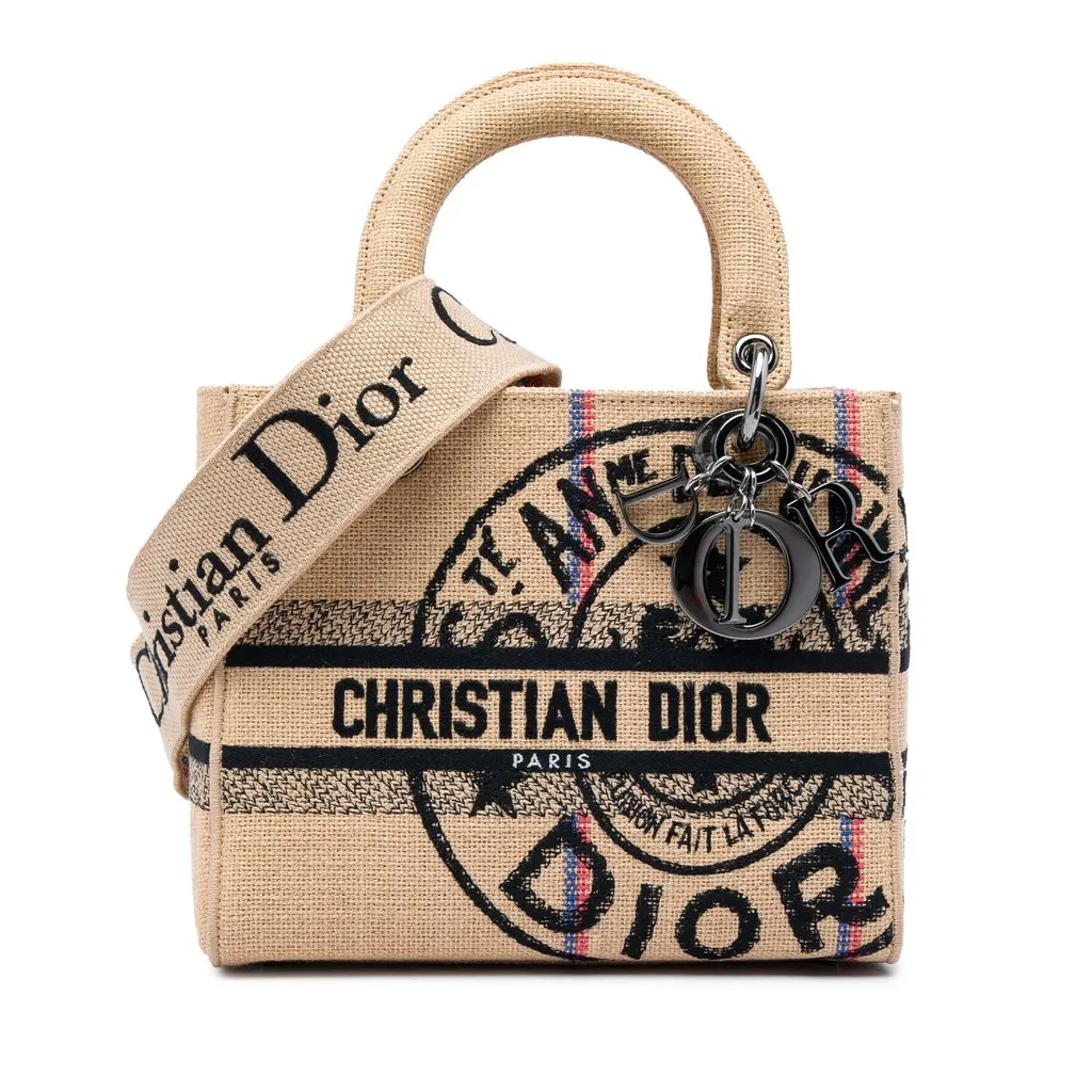 Dior متوسطة Jute مطرّزة ليدي D Lite