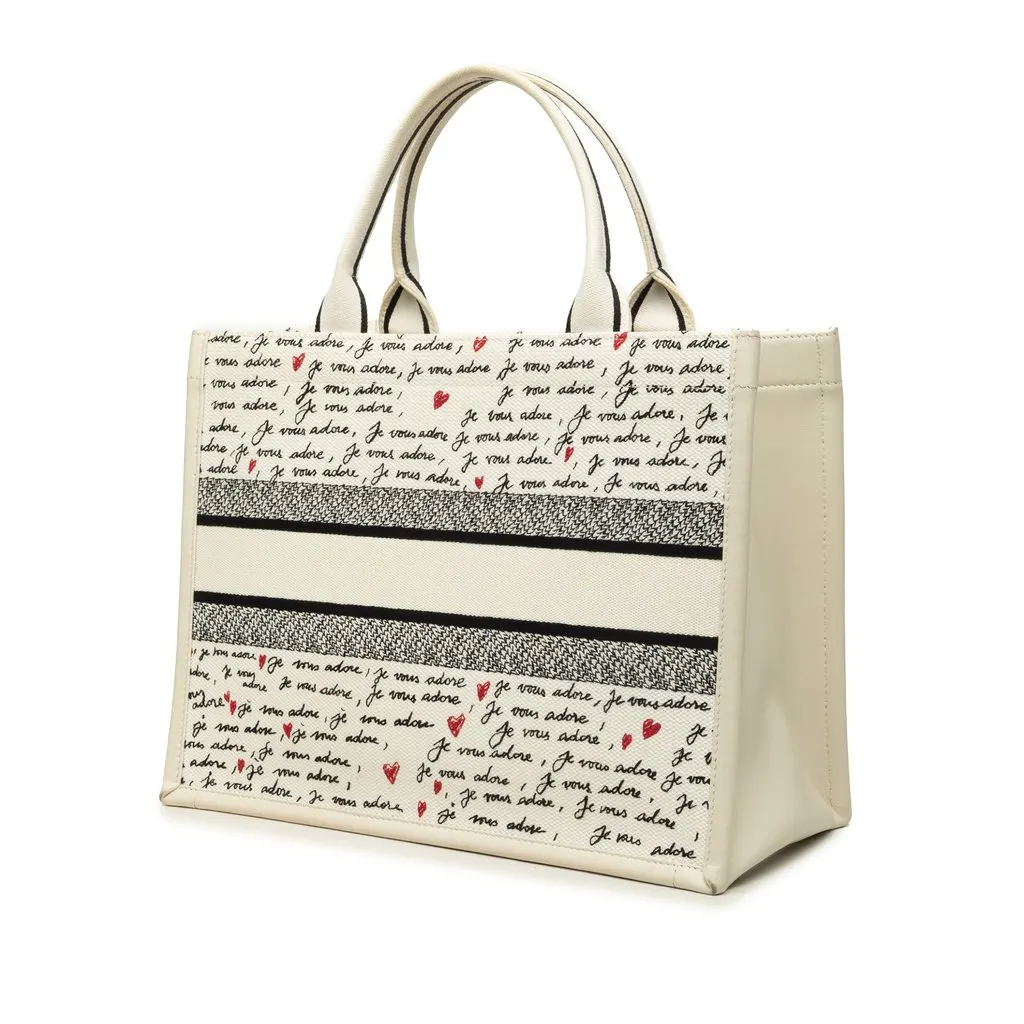 Dior Medium Dioramour Je Vous Adore Book Tote White Canvas Very good - Back View