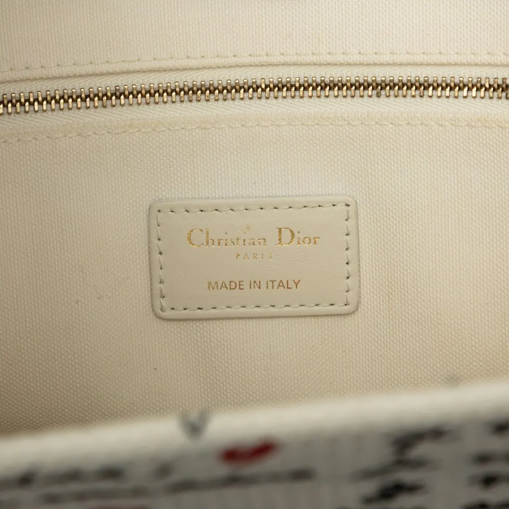 Dior Medium Dioramour Je Vous Adore Book Tote White Canvas Very good - Box View