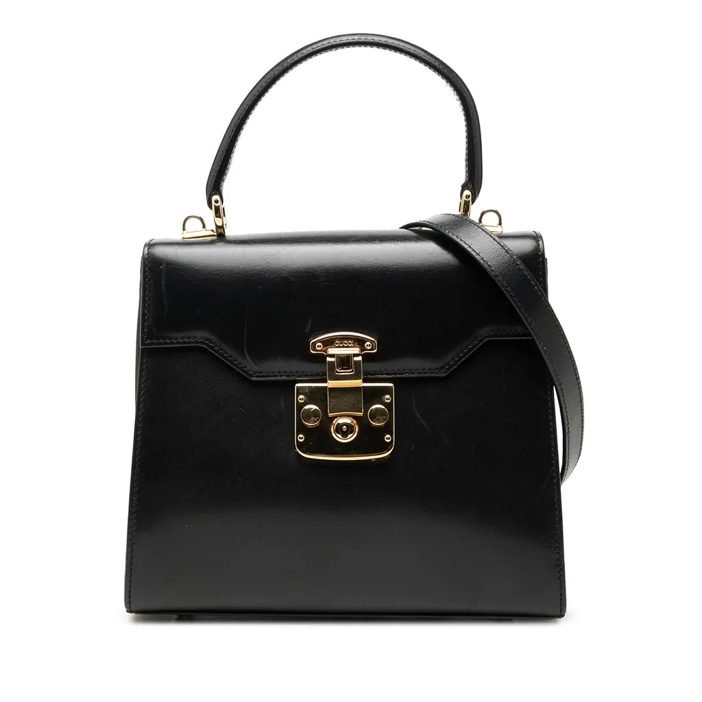 Gucci Smooth Calfskin Lady Lock Satchel Black Leather Very good - Front View