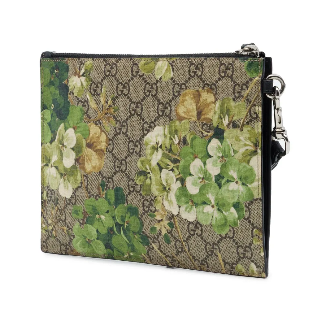 Gucci GG Supreme Blooms Clutch Beige Canvas Very good - Back View