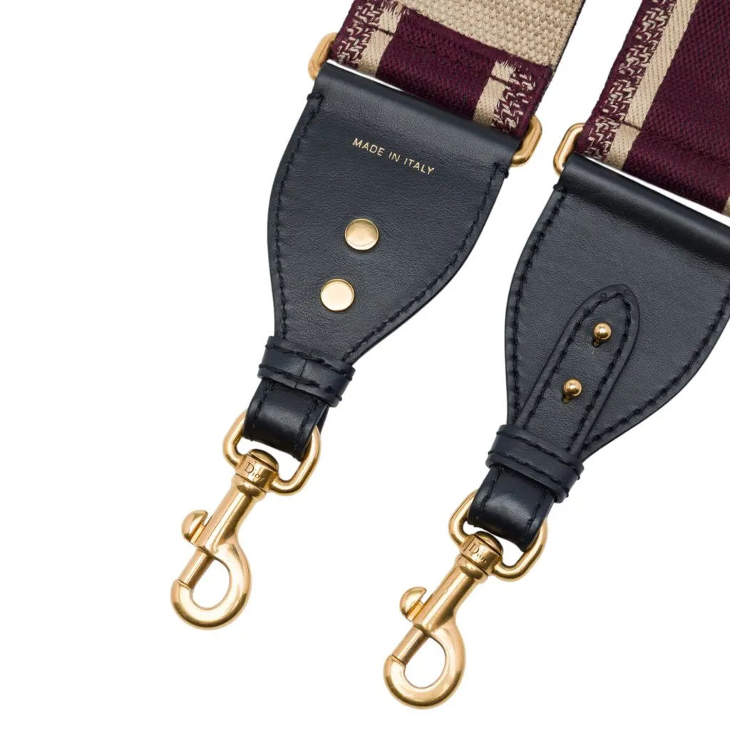 Dior Canvas Logo Embroidered Shoulder Strap Red Very good - Back View