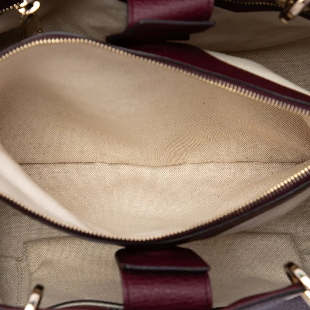 Gucci Medium Calfskin Bamboo Shopper Satchel Red Leather Very good - Model View