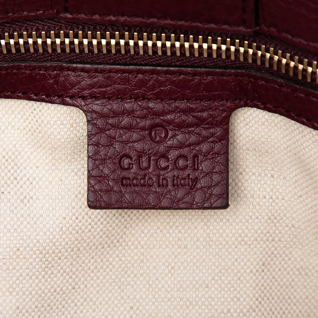 Gucci Medium Calfskin Bamboo Shopper Satchel Red Leather Very good - Box View