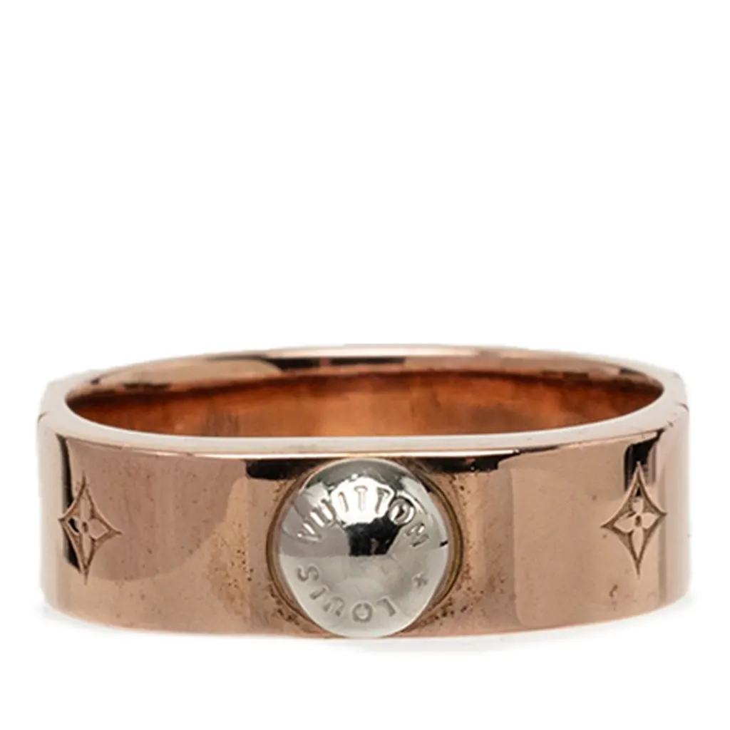 Louis Vuitton Rose Gold Plated Nanogram Ring Pink Brass Very good - Front View