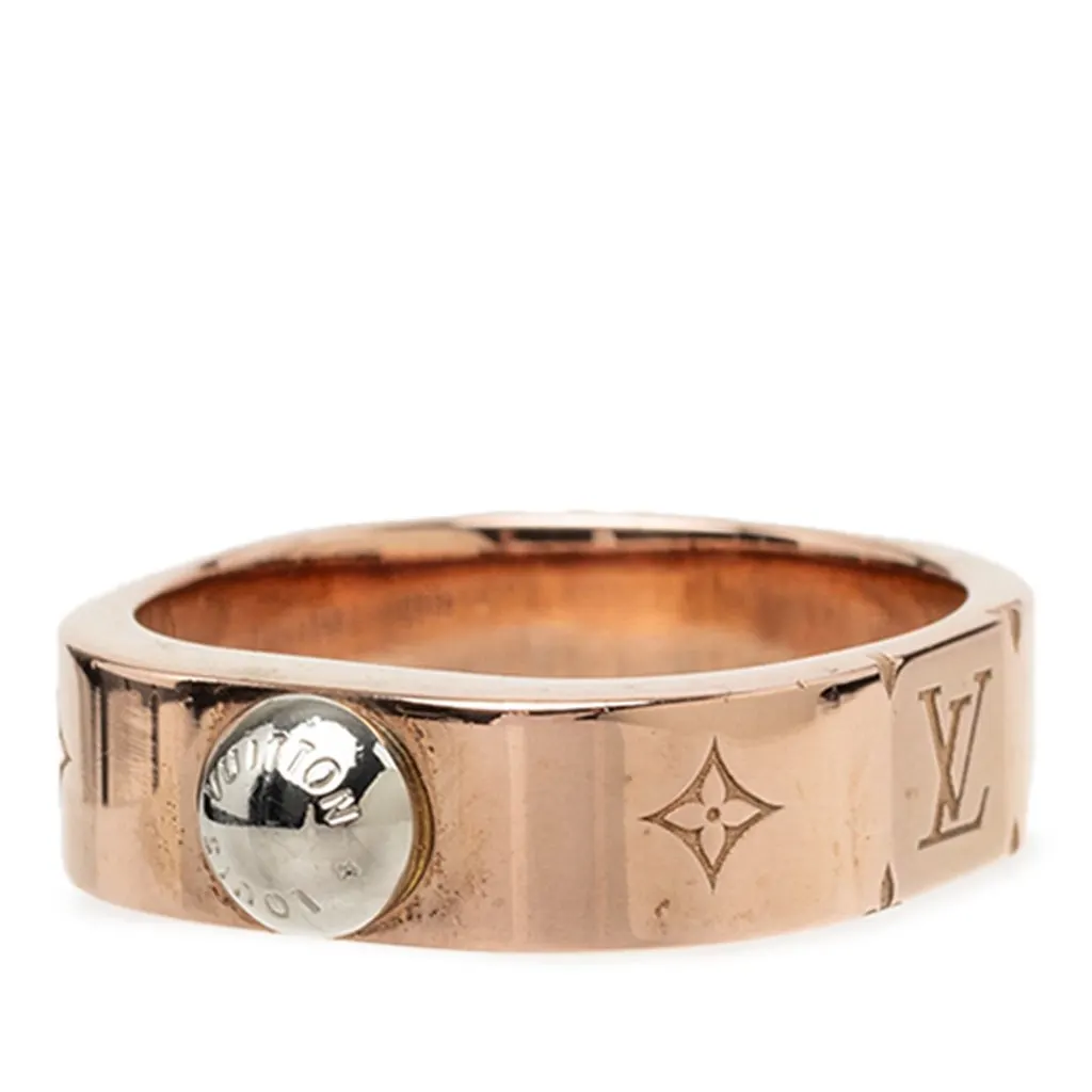 Louis Vuitton Rose Gold Plated Nanogram Ring Pink Brass Very good - Back View