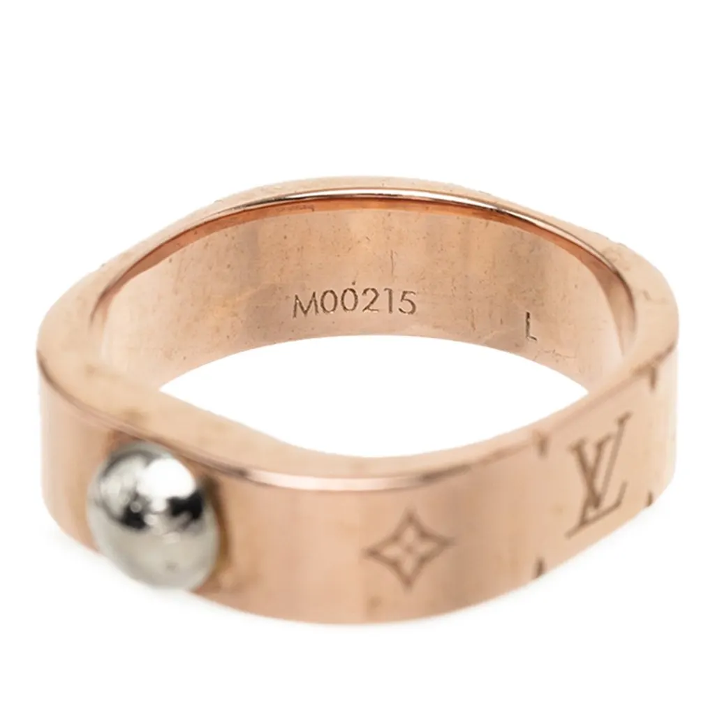 Louis Vuitton Rose Gold Plated Nanogram Ring Pink Brass Very good - Model View