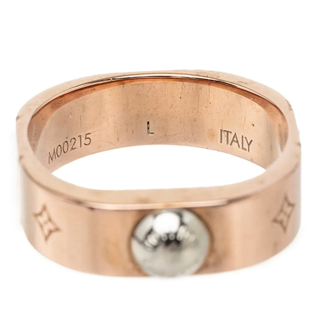 Louis Vuitton Rose Gold Plated Nanogram Ring Pink Brass Very good - Box View