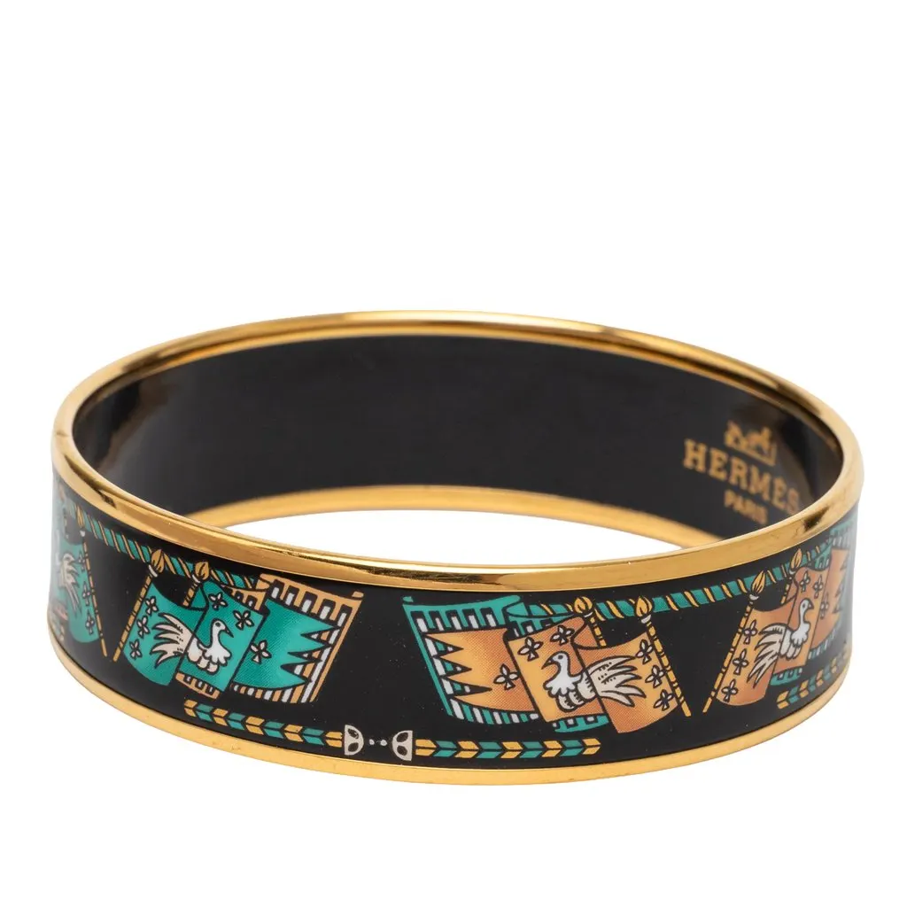 Hermès Wide Printed Enamel Bangle 65 Black Very good - Back View
