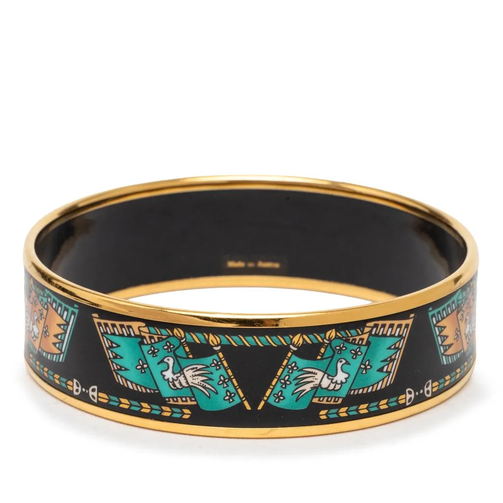Hermès Wide Printed Enamel Bangle 65 Black Very good - Inside View
