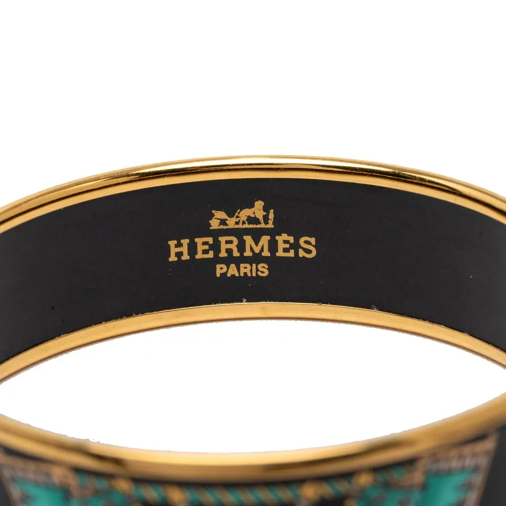Hermès Wide Printed Enamel Bangle 65 Black Very good - Model View