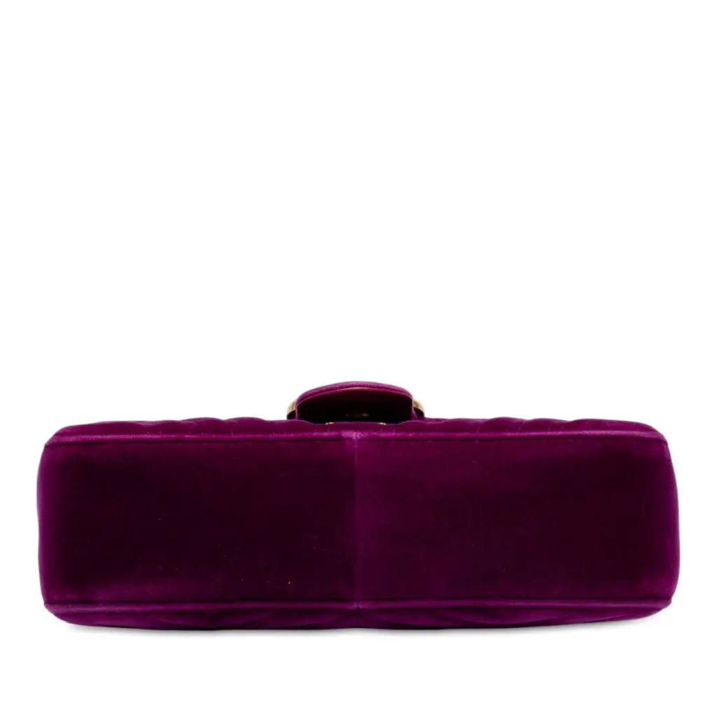 Gucci Medium GG Marmont Matelasse Velvet Shoulder Bag Purple Velvet Good - Inside View