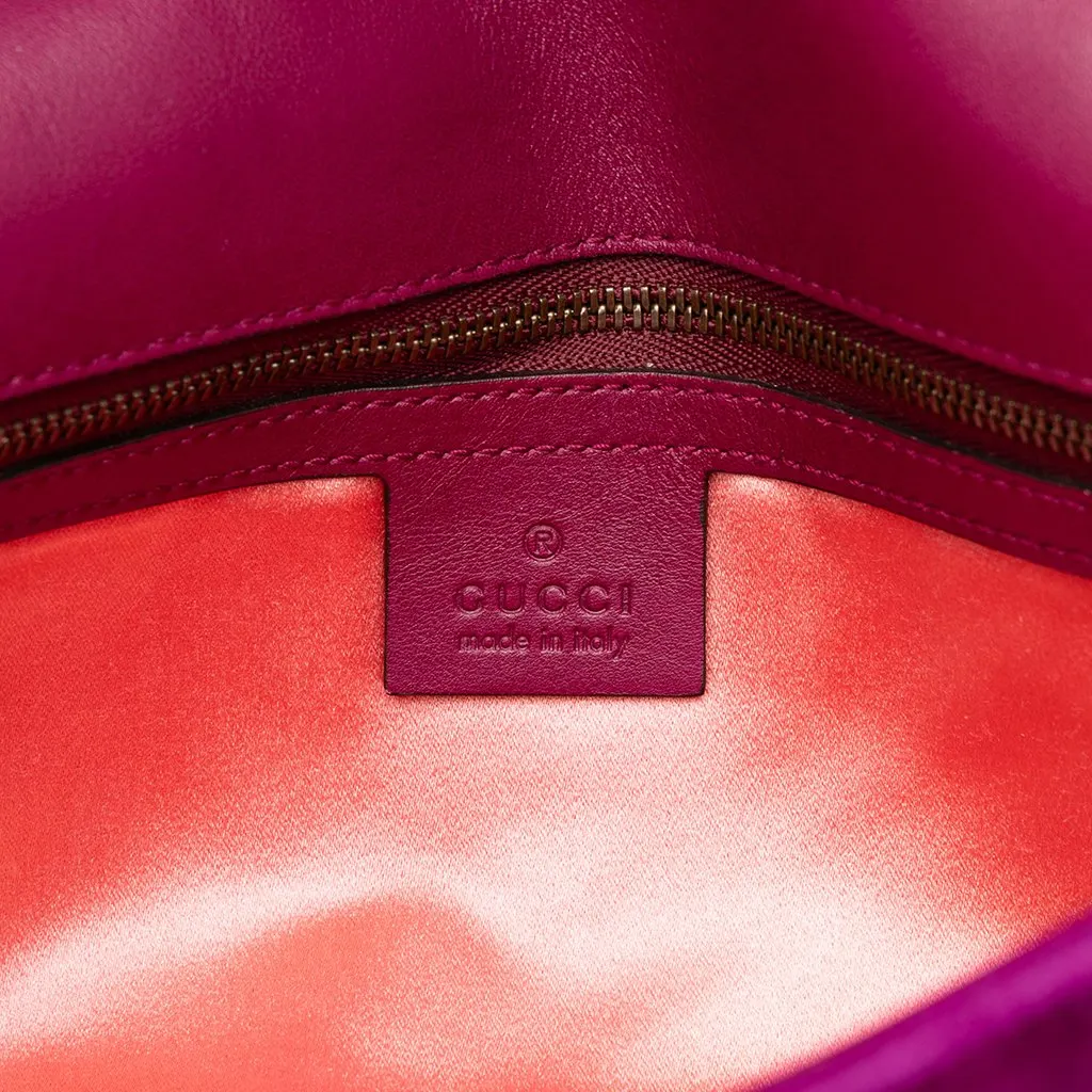 Gucci Medium GG Marmont Matelasse Velvet Shoulder Bag Purple Velvet Good - Box View