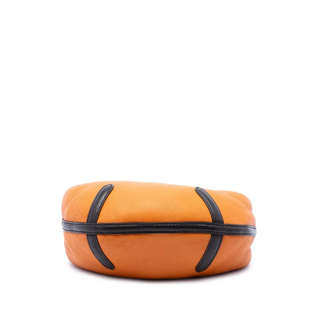 Bottega Veneta Mini Calfskin and Shearling Aviator Jodie Orange Leather Very good - Inside View