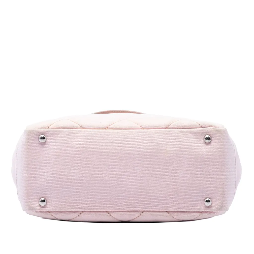 Chanel Small Quilted Canvas Paris Biarritz Tote Pink Good - Inside View
