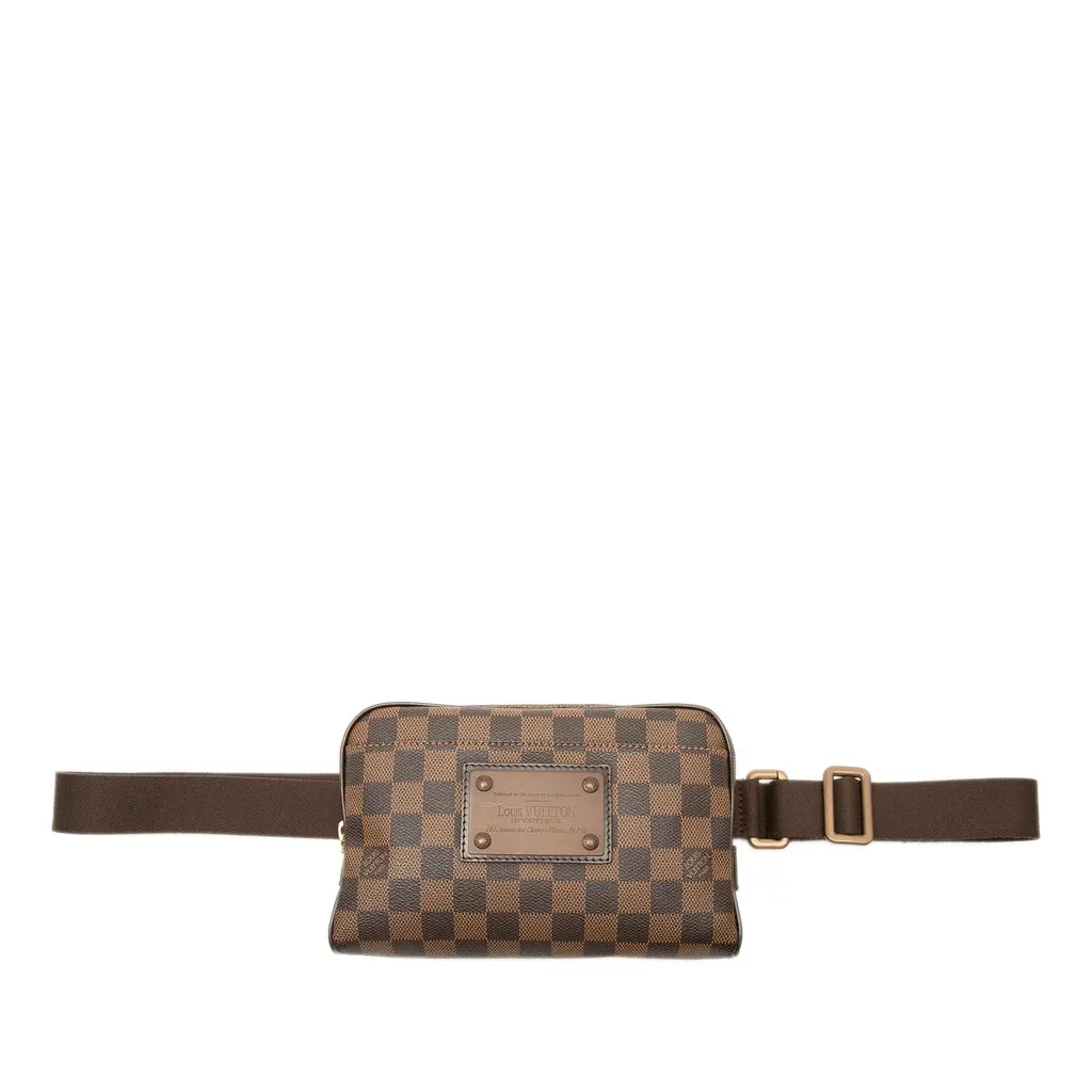 Louis Vuitton Damier Ebene Brooklyn Bum Bag Brown Canvas Very good - Front View