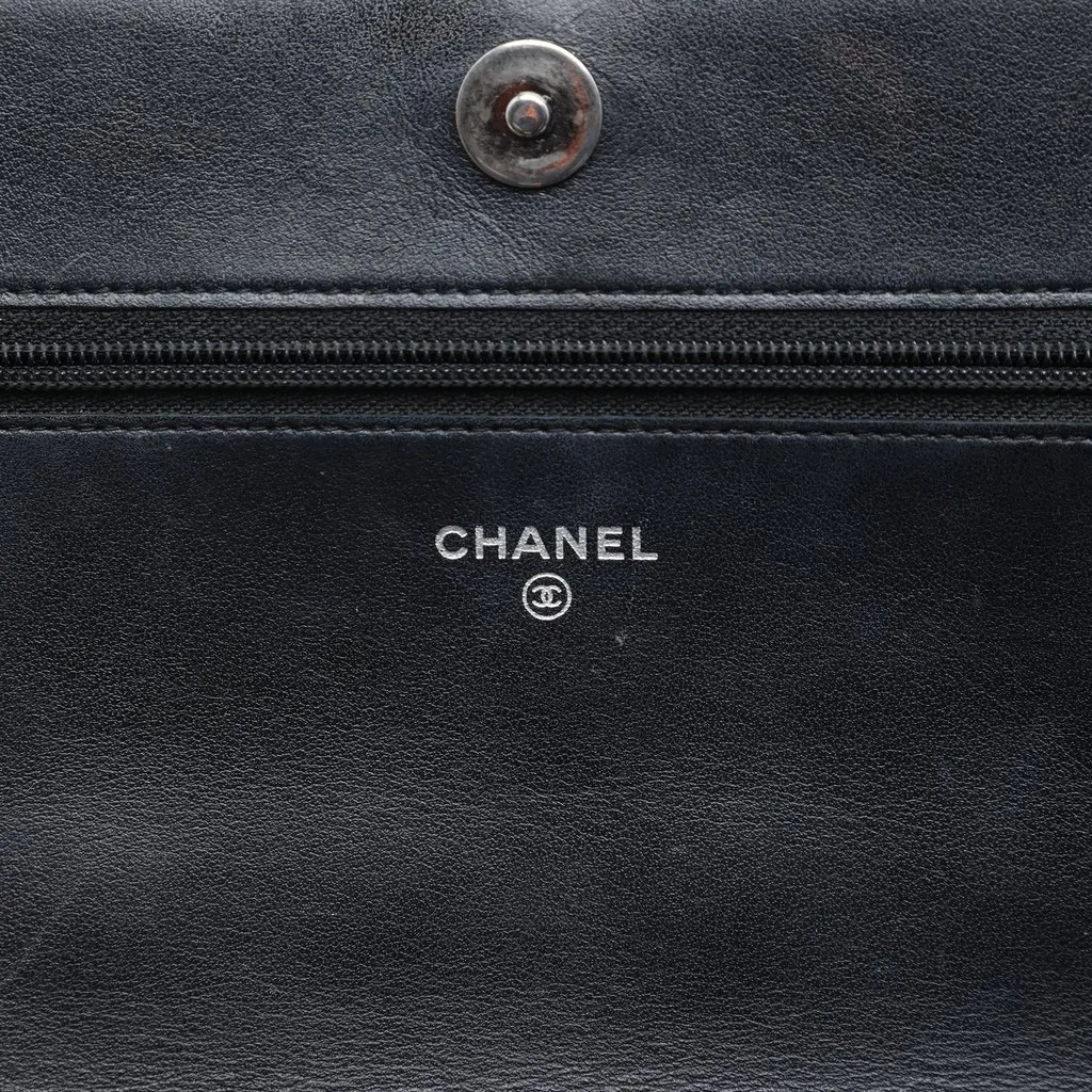 Chanel Quilted Caviar Boy Wallet on Chain Black Leather Very good - Box View