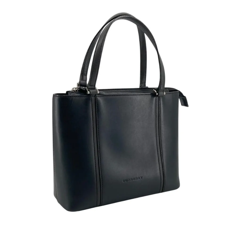 Burberry Leather Handbag Black Leather Good - Back View
