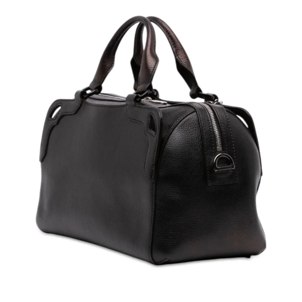 Cartier Grained Calfskin Marcello de Cartier Bowling Bag Black Leather Very good - Back View