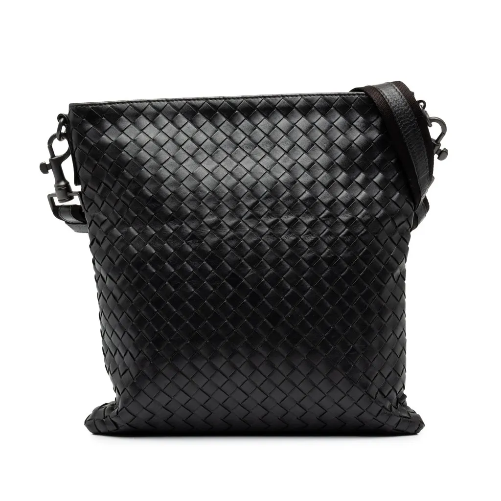 Bottega Veneta Nappa Intrecciato VN Crossbody Black Leather Very good - Front View