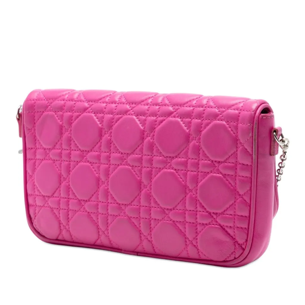 Dior Lambskin Cannage Chain Pochette Pink Leather Very good - Back View