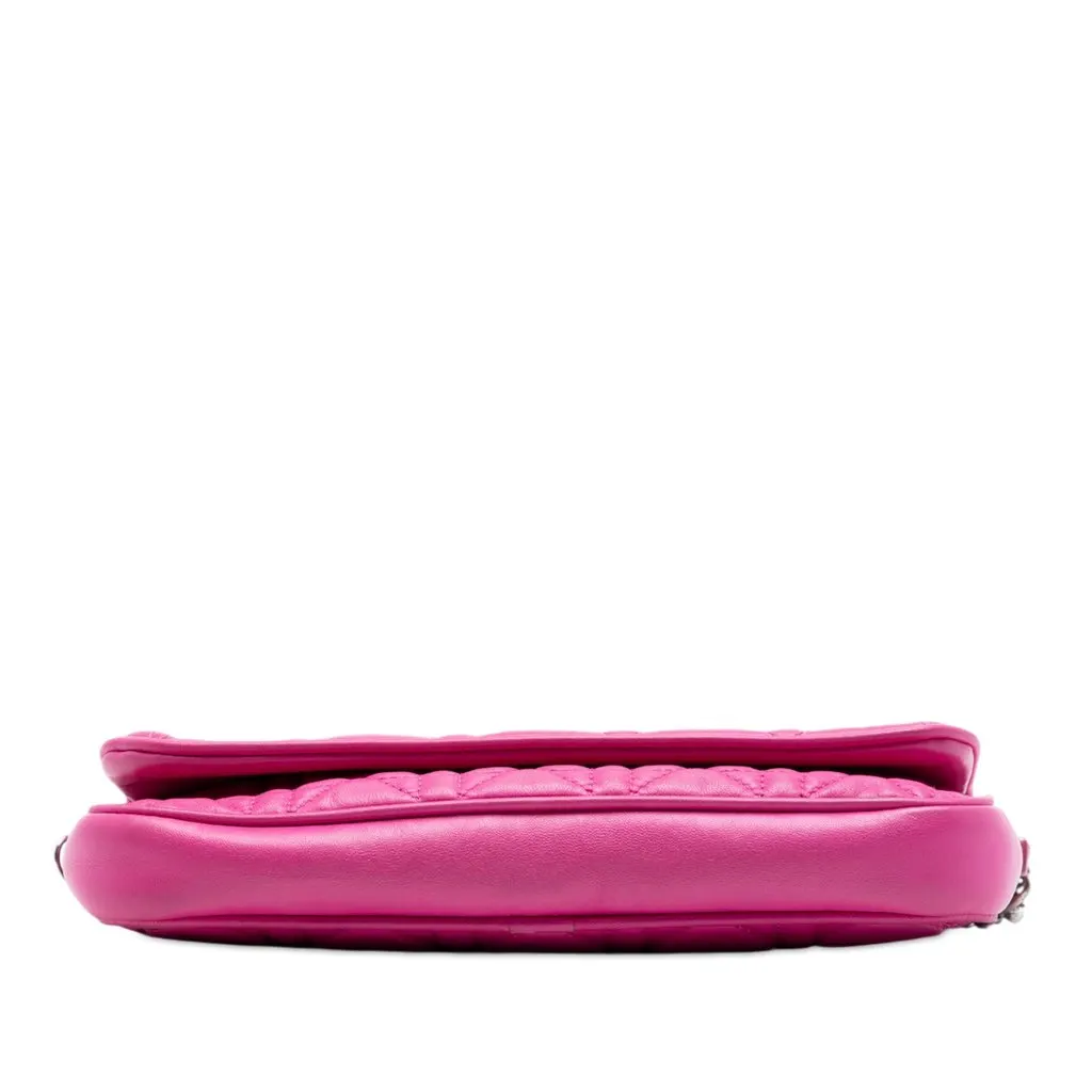 Dior Lambskin Cannage Chain Pochette Pink Leather Very good - Inside View