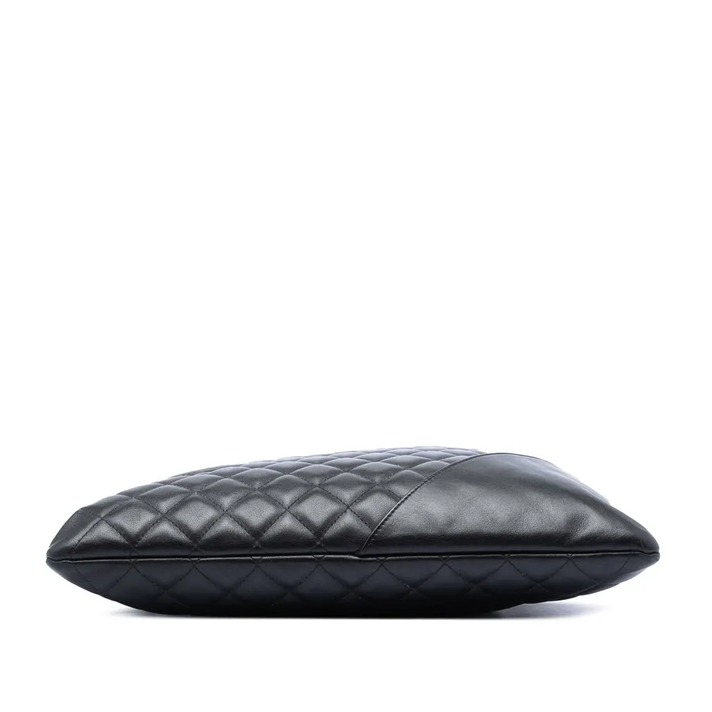 Chanel Quilted Lambskin Cambon Ligne Flat Tote Black Leather Very good - Inside View