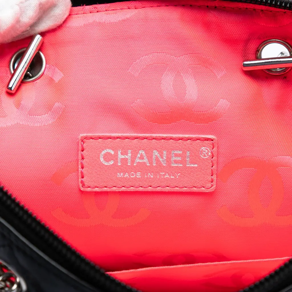 Chanel Quilted Lambskin Cambon Ligne Flat Tote Black Leather Very good - Box View