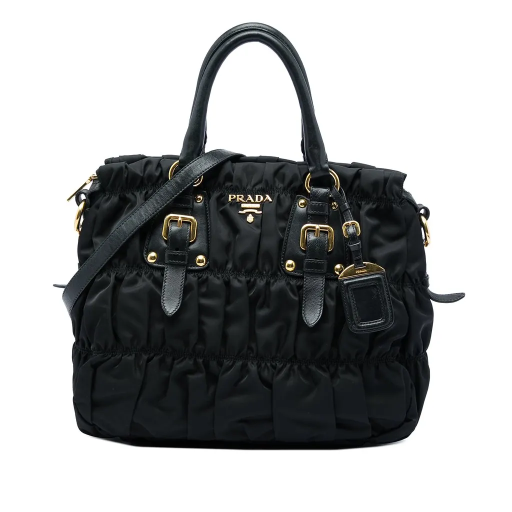 Prada Tessuto Gaufre Satchel Black Polyamide Very good - Front View