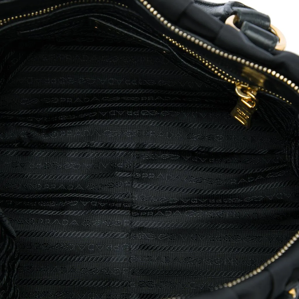 Prada Tessuto Gaufre Satchel Black Polyamide Very good - Model View