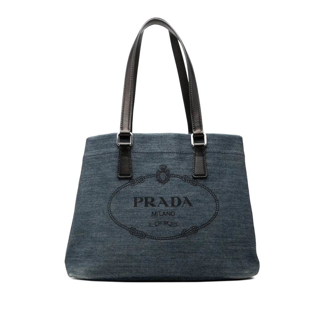 Prada Logo Denim Tote