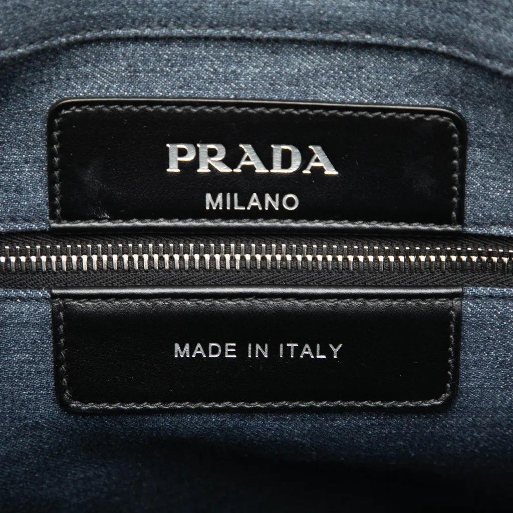 Prada Logo Denim Tote Blue Very good - Box View