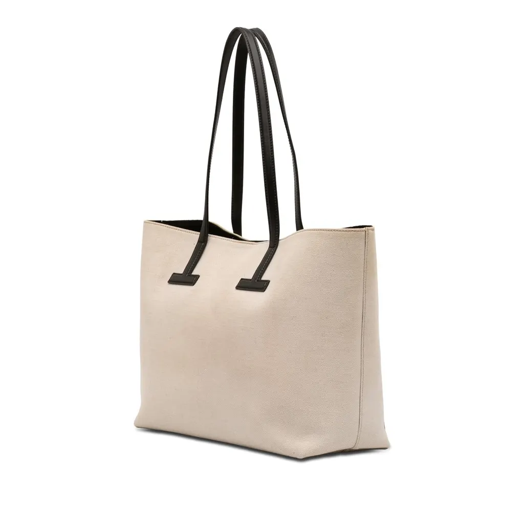 Tom Ford Small Canvas T Tote Beige Very good - Back View