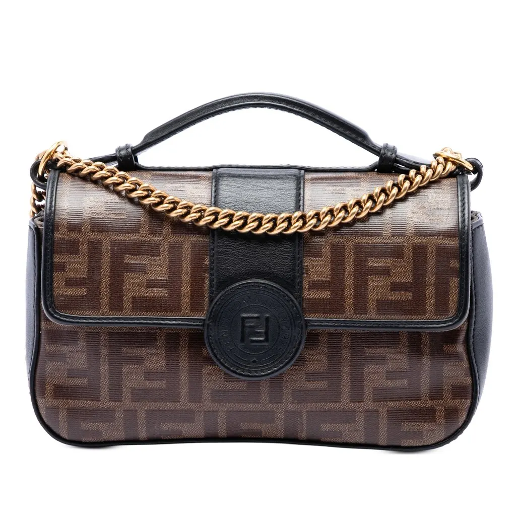 Fendi Vitello Grace and Glazed FF 1974 Double F Satchel Brown Very good - Front View