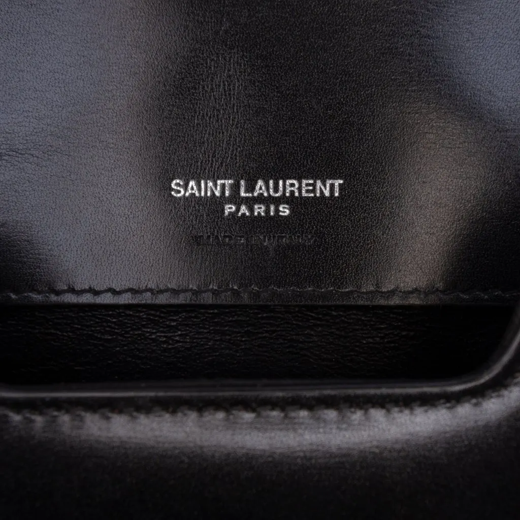 Saint Laurent Mini Calfskin Solferino Phone Case Black Leather Good - Box View