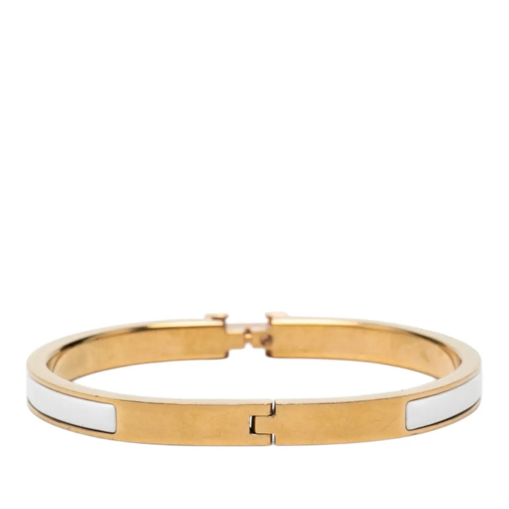 Hermès Extra Narrow Enamel Clic H Bracelet PM White Very good - Inside View