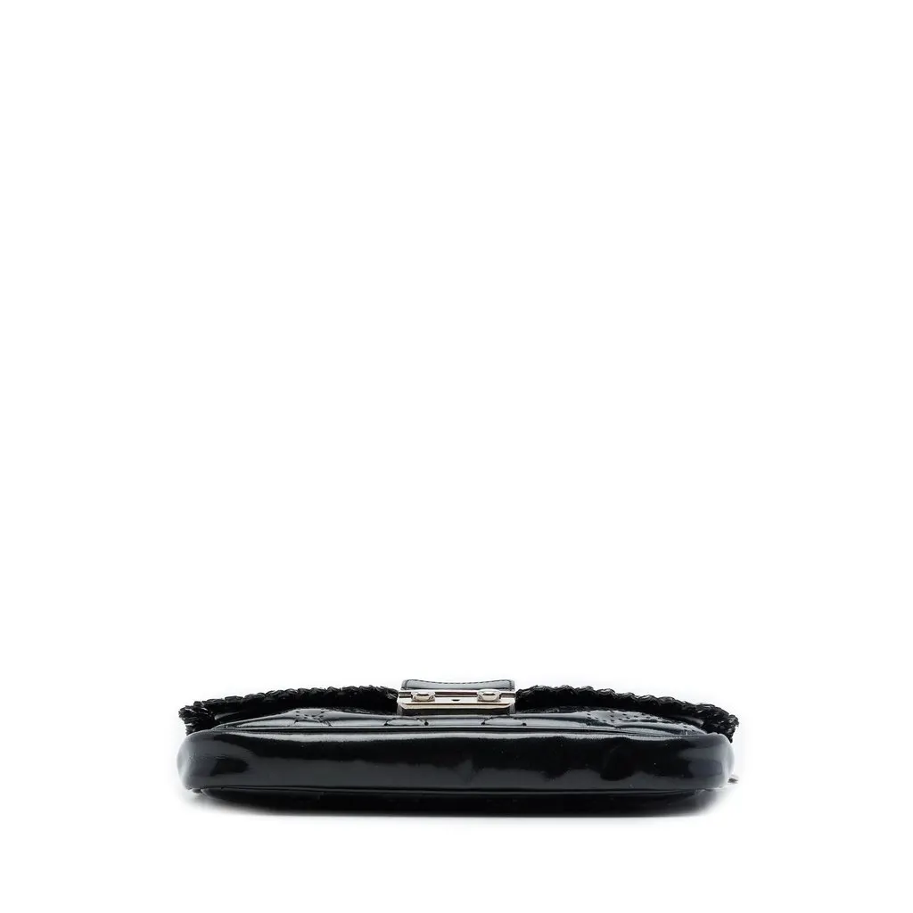 Dior Perforated Patent Cannage New Lock Ruffle Pouch Crossbody Black Leather Very good - Inside View