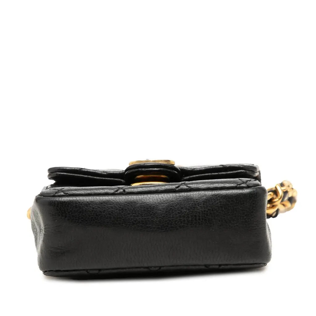 Chanel Micro Quilted Lambskin Single Flap Black Leather Very good - Inside View