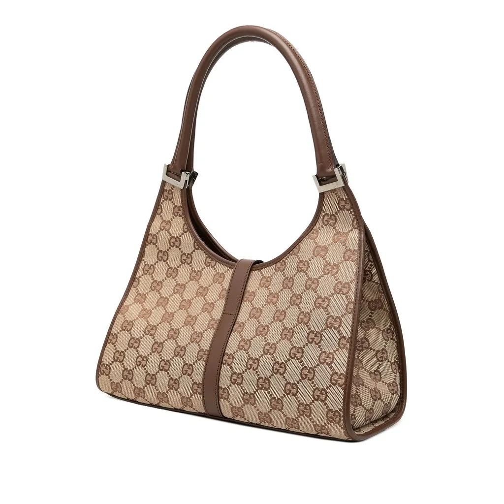 Gucci GG Canvas Jackie Bardot Shoulder Bag Brown Canvas Very good - Back View