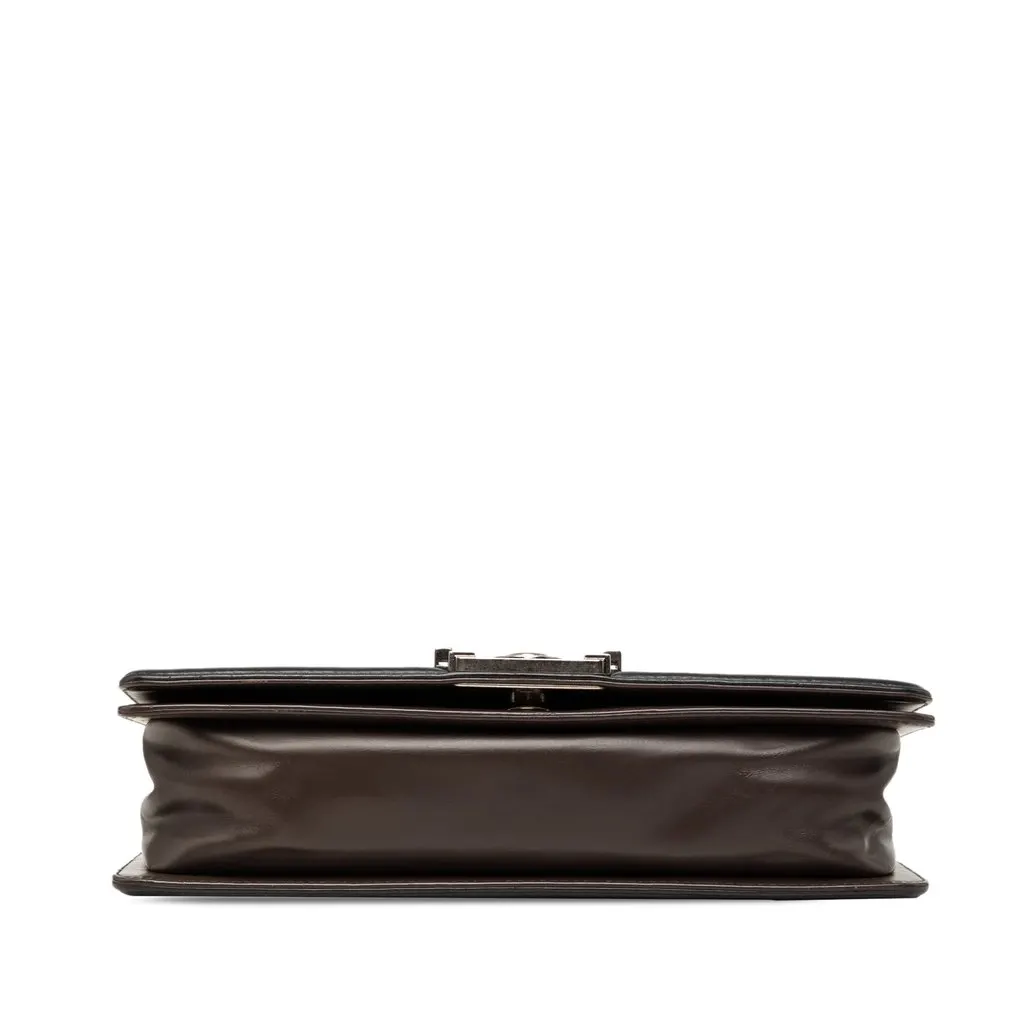 Chanel Old Medium Bicolor Glazed Calfskin Boy Flap Brown Leather Very good - Inside View