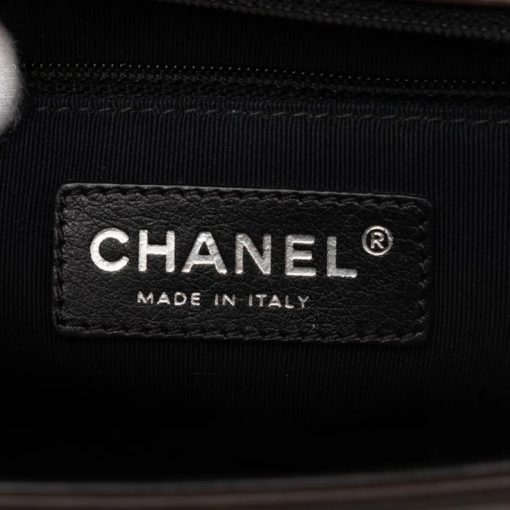 Chanel Old Medium Bicolor Glazed Calfskin Boy Flap Brown Leather Very good - Box View
