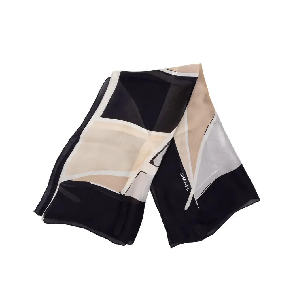 Chanel CC Geometric Print Silk Scarf
