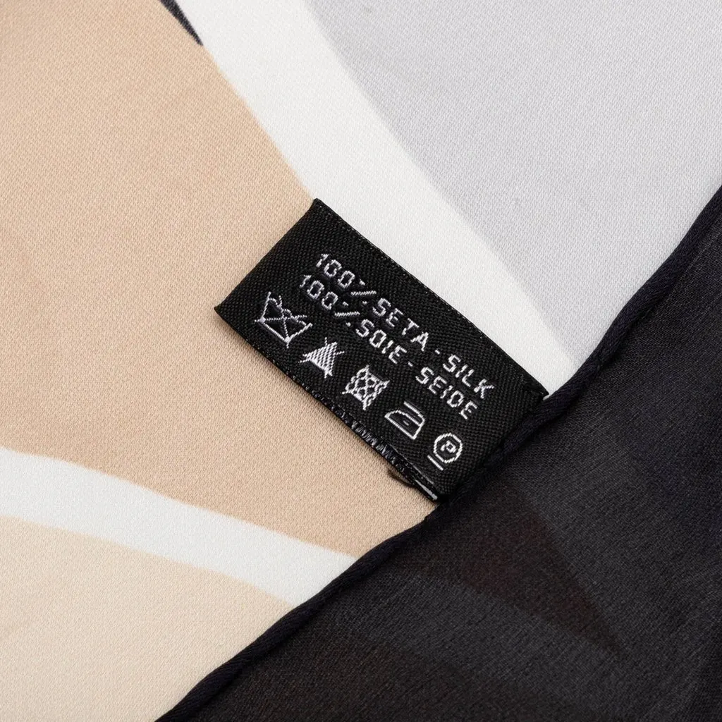 Chanel CC Geometric Print Silk Scarf Black Silk Good - Model View