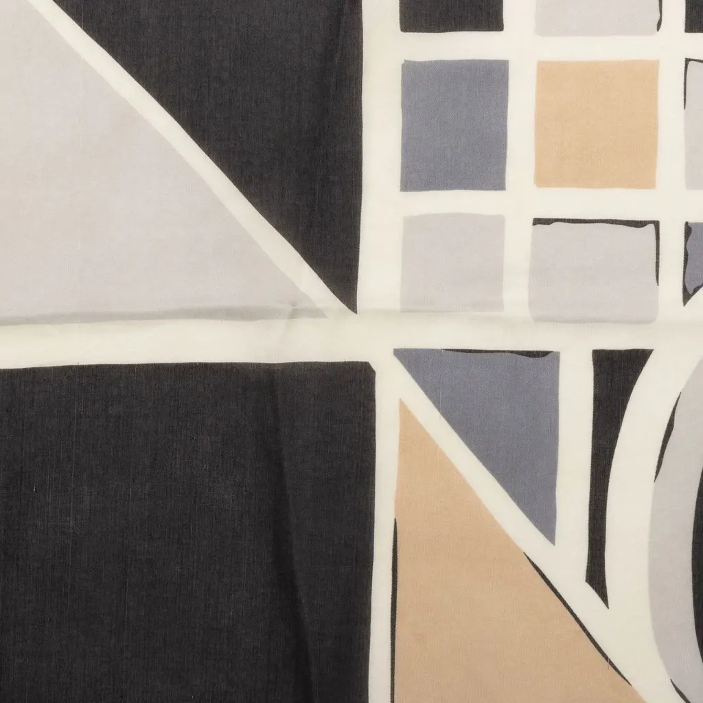 Chanel CC Geometric Print Silk Scarf Black Silk Good - Box View
