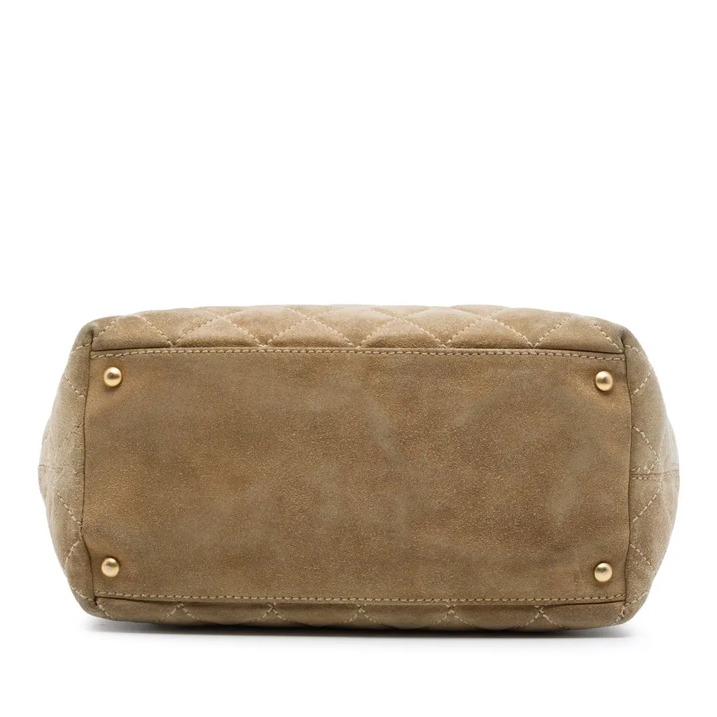 Chanel Mini CC Quilted Suede Shopping Tote Beige Leather Very good - Inside View