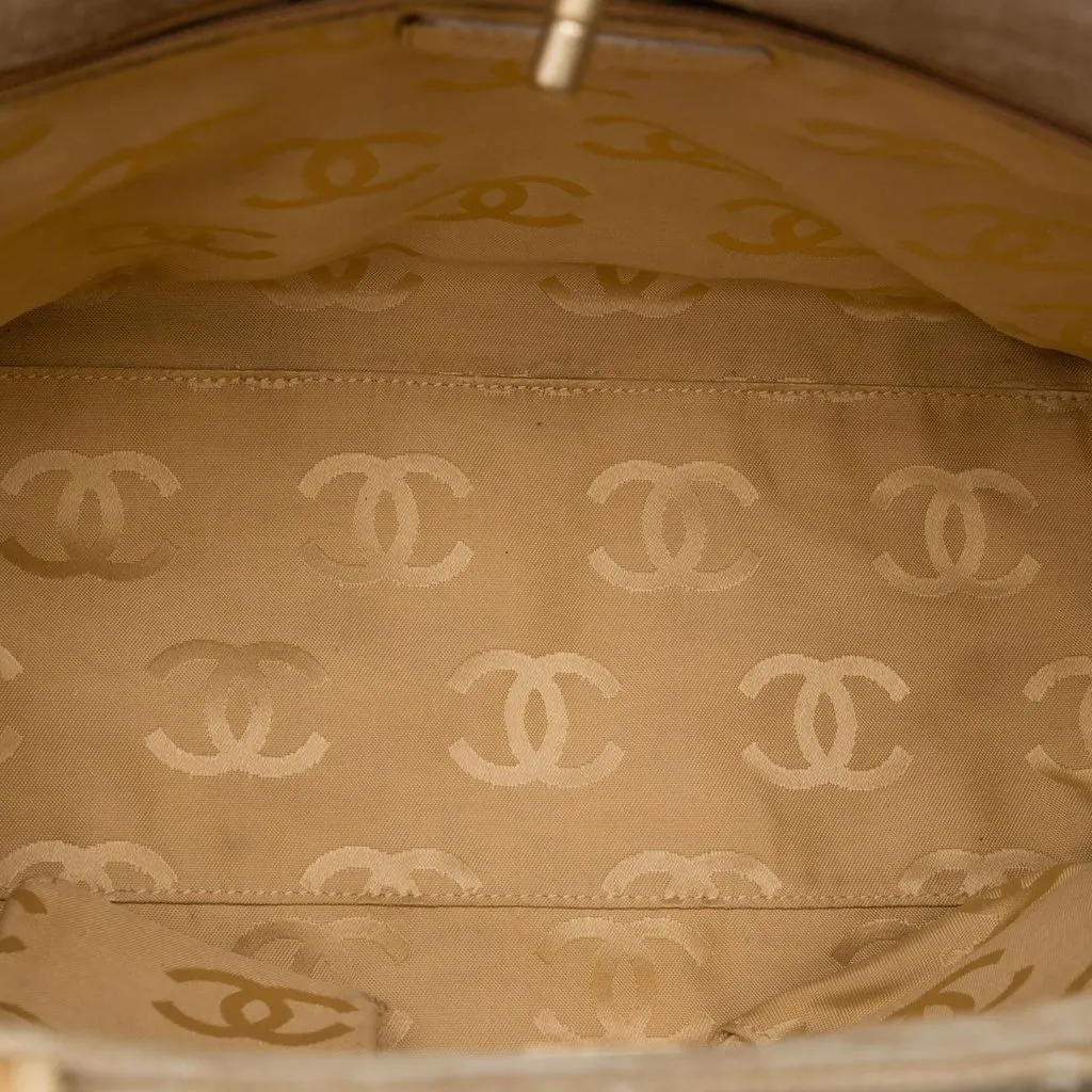Chanel Mini CC Quilted Suede Shopping Tote Beige Leather Very good - Model View