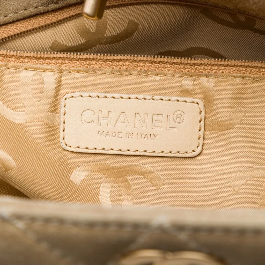 Chanel Mini CC Quilted Suede Shopping Tote Beige Leather Very good - Box View